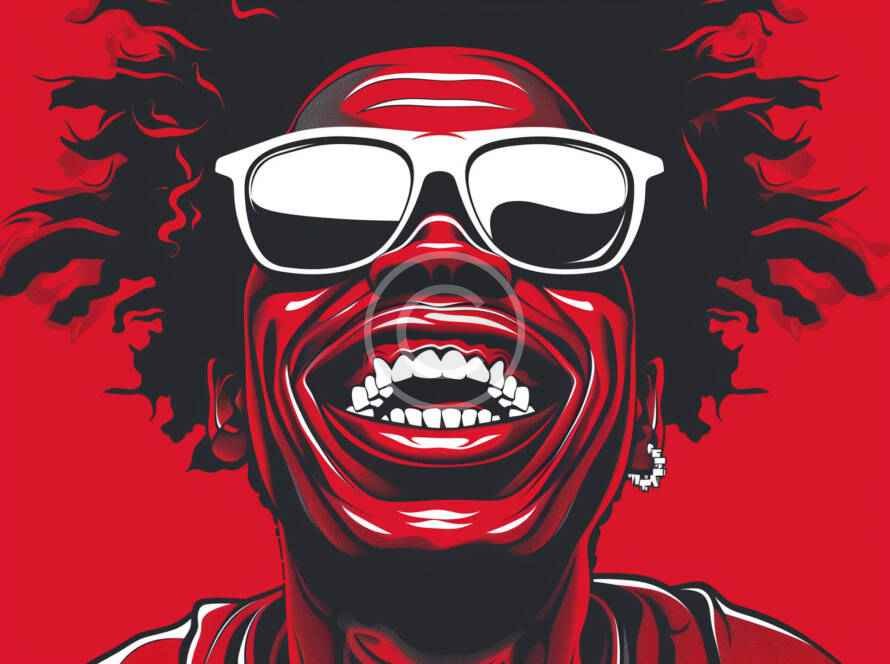 Dibujo de persona sonriente con lentes