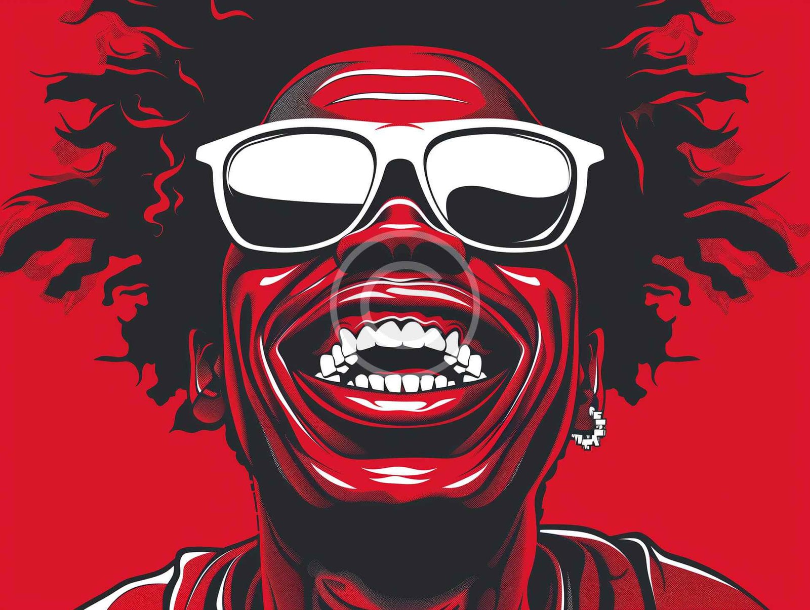 Dibujo de persona sonriente con lentes