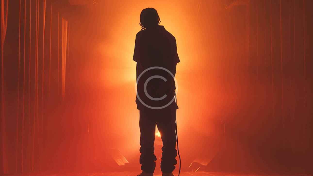 Foto de cantante con luz naranja