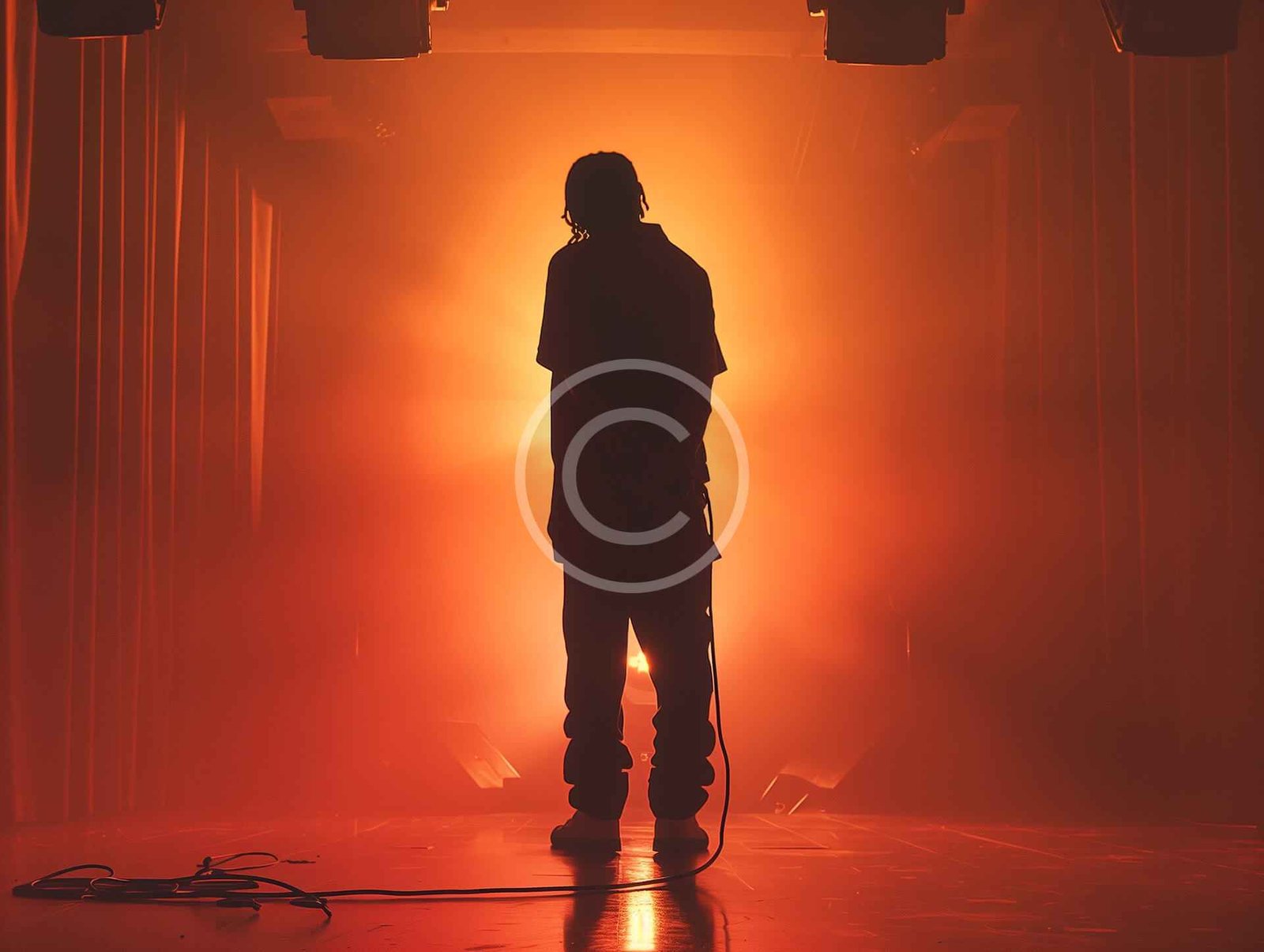 Foto de cantante con luz naranja